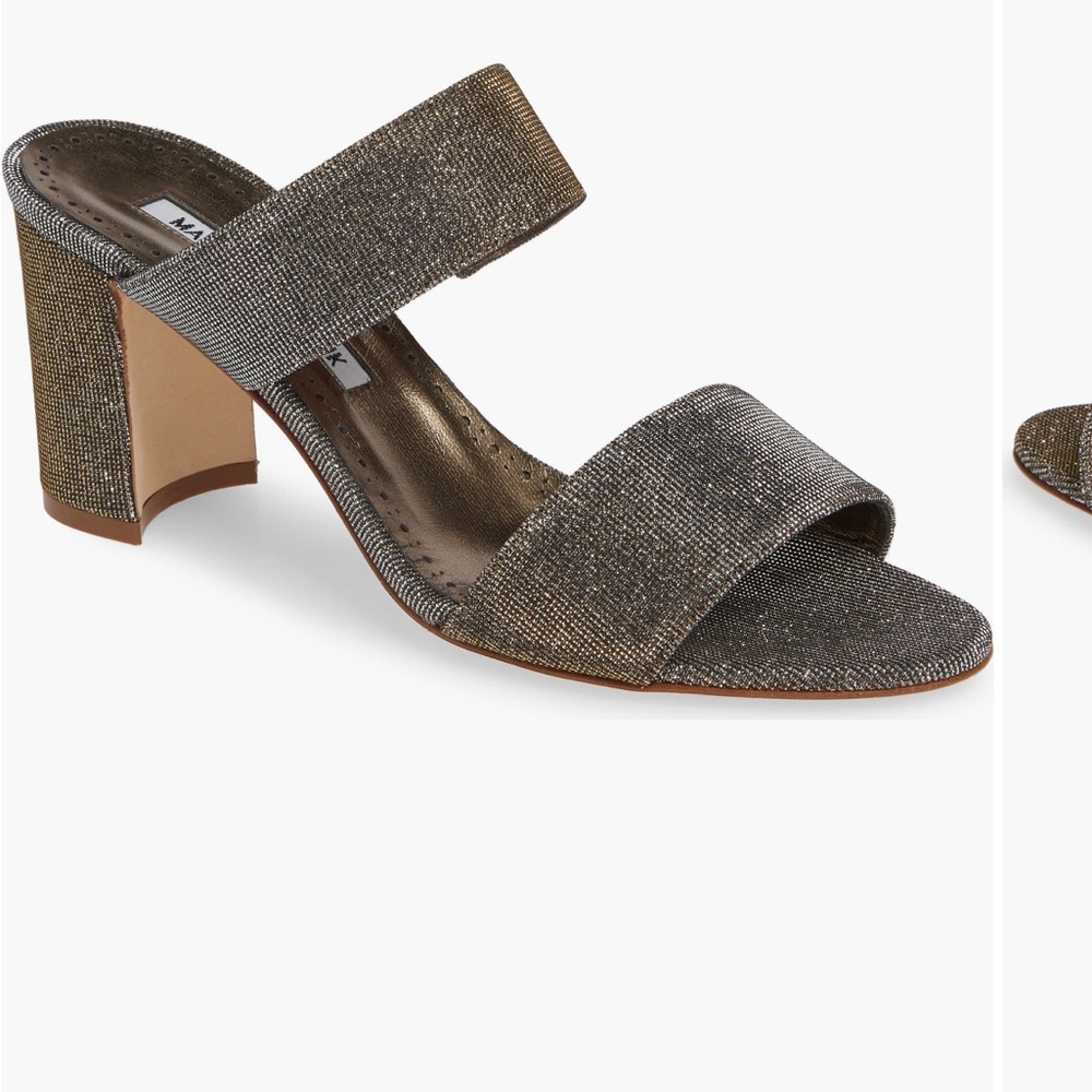 Elegant Bronze Block Heel Sandals